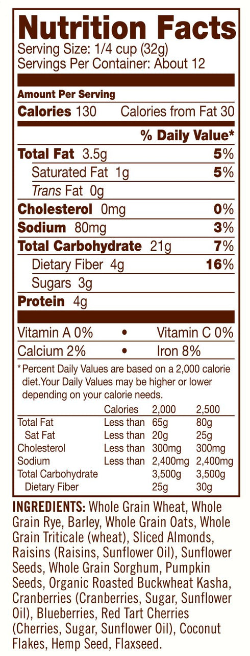 14oz (Pack 4) Bob's Red Mill Fruit & Seed Muesli, of - Non GMO, Whole Grain, Kosher