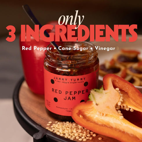 Jammy Yummy 8 (Pack 2) Sweet Red Pepper Jam - Handmade, Simple Ingredients, No Additives, Vegan, Gluten-Free - Ounce