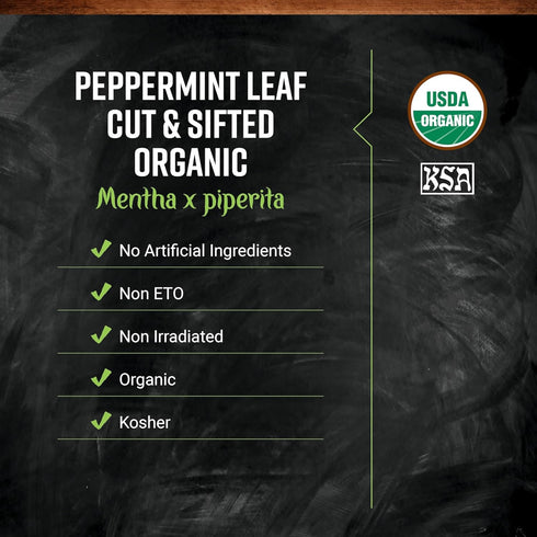 16 (Pack 1) Frontier Co-op Organic Peppermint Leaf, Cut and Sifted - Sustainably Grown - Kosher | Ounce