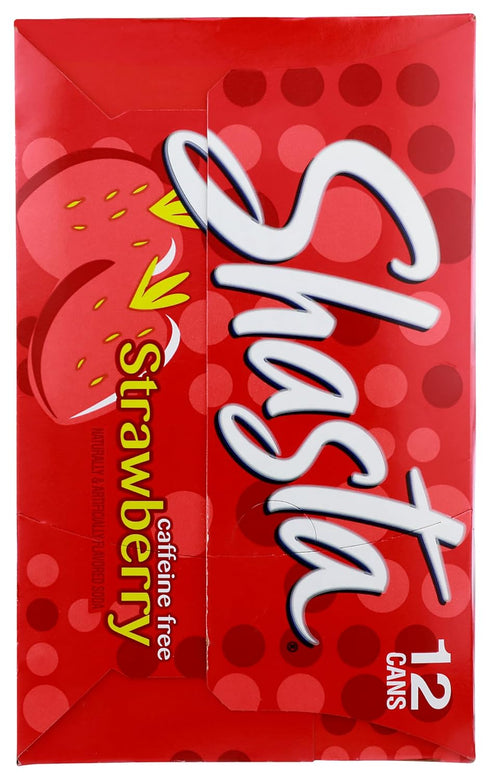 12-Pack 12oz Shasta Strawberry Soda | Bold, Ripe Strawberry Flavor | Caffeine-Free Soft Drink | of Cans | Sweet