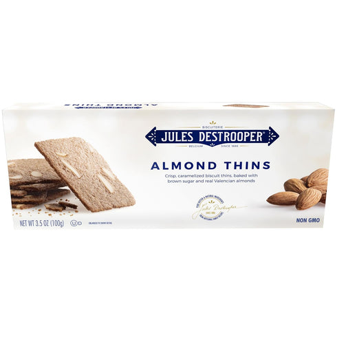 Jules Destrooper Almond Thins - Caramelized Almond Cookies, Certified Kosher Dairy, Non-GMO,