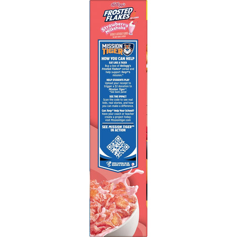 8 23oz (1 Kellogg's Frosted Flakes Cold Breakfast Cereal, Vitamins and Minerals, Kids Snacks, Family Size, Strawberry