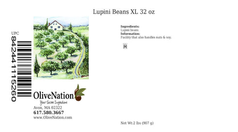 32 OliveNation Extra Large Dry Lupini Beans, High Protein Legume for Authentic Mediterranean Flavor, Non-GMO, Gluten