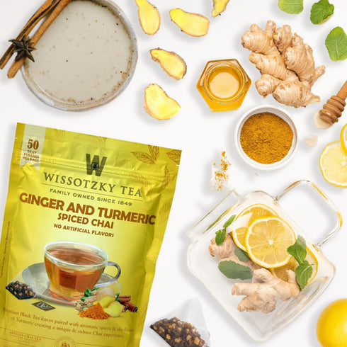 Pack 50 Wissotzky Tea Ginger Turmeric Spiced Chai - of Tea Bags