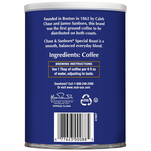 CHASE & SANBORN 10.5oz Pack 6 Coffee, Special Roast Ground Coffee, Medium Roast, Can