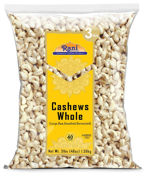 Rani Raw Cashews Whole (uncooked, unsalted) 48oz (3lbs) 1.36kg Bulk ~ All