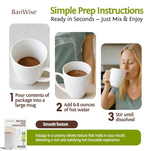 (7ct) BariWise Protein Hot Chocolate with Marshmallows, Hot Cocoa, Low Sugar, Low Carb, Keto Friendly & Gluten Free