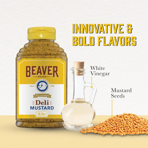 12.5 oz Beaver Zesty Deli Mustard, squeeze bottle