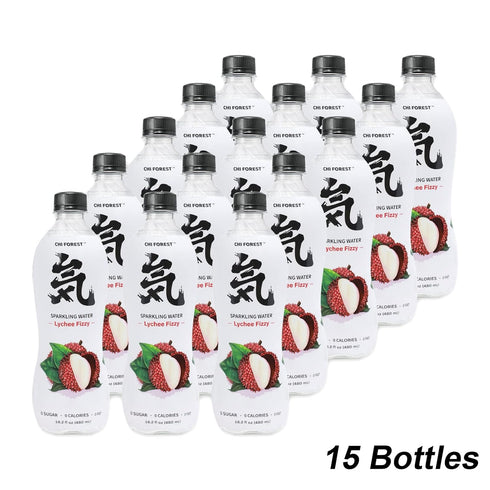 0 0 16.2 oz(480ml), Pack 15 CHI FOREST Sparkling Water, Lychee Fizzy Flavored Bubbly Sparling Water in Bottle, Sugar