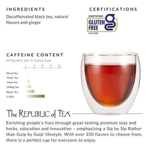 100 The Republic of Tea - Decaf Ginger Peach Black Tea Super Refill, Tea Bags