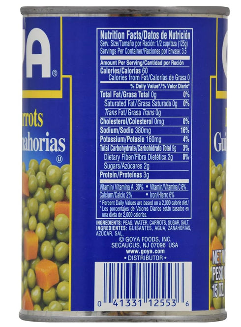 15 oz, 2-Pack Goya Peas and Carrots
