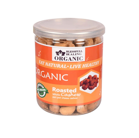 Blessfull Healing 250 Organic Natural, Vegan Peri Peri Cheese Roasted Whole Cashew Nuts Crunchy Kaju Gram
