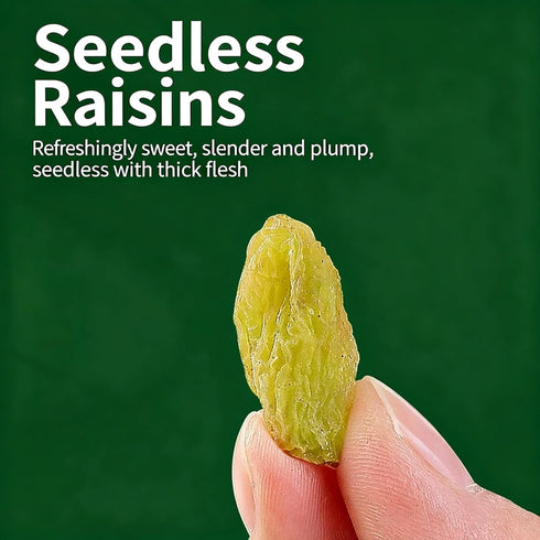 KLYso 500g Premium Green Raisins - Ready-to-Eat Soft & Juicy Dried Fruit Snack, No Washing Needed, Perfect For Baking