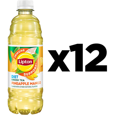 Immune 16.9 oz (12 Pack), Packaging Lipton Support Zero Sugar Iced Tea, Green Tea Pineapple Mango, fl Bottles, Vitamin