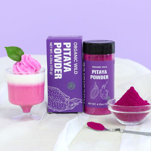 100% 4.23 Dragon Fruit Powder - Organic Freeze-Dried Pitaya for Baking, Beverages, Cakes, Frosting, Smoothies, Coloring