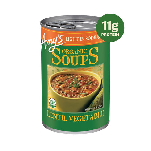 Pack, Pack 6 Amy's Soup, Organic Light in Sodium Variety Vegetable, Split Pea and Lentil Canned Soup, Made With Organic
