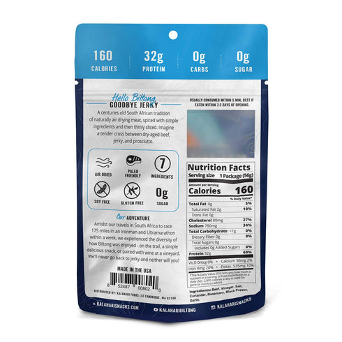 2oz (Pack 8), Garlic Kalahari Biltong, Air-Dried Thinly Sliced Beef, of Sugar Free, Gluten Free, Keto & Paleo, High