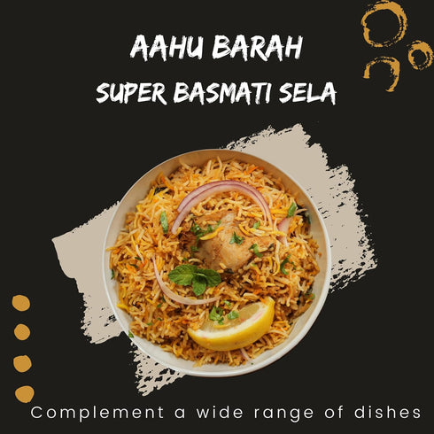Aahu Barah 10lb Pack Basmati Sela Rice - Extra-Long Grain for Superior Culinary Delights