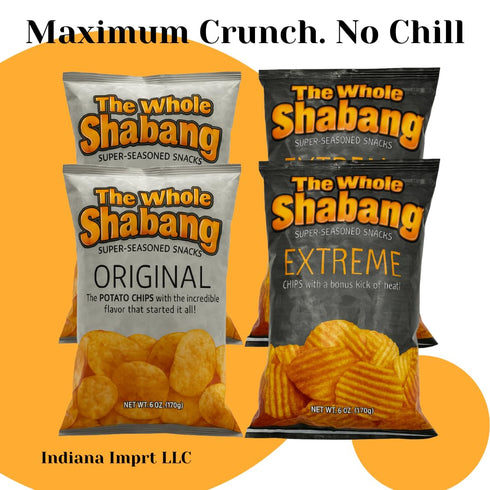 Generic Pack (6 oz 4 Pack) The Whole Shabang Chips by Moon Lodge Bold Original and Extreme Flavors Whole Shabang Potato