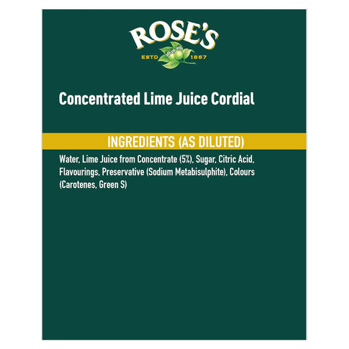 Rose's 1 Lime Juice Cordial Fruit Juice Bottle, Litre
