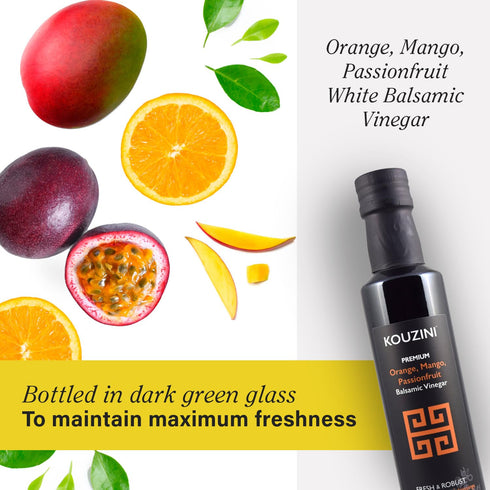 250ml Kouzini Ultra Premium Orange, Mango, Passionfruit Balsamic Vinegar, Aged Balsamic Vinegars from Modena, Italy