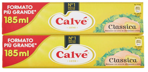 Calv : "Classica" Gluten Free Italian Mayonnaise 185ml Tube Pack of 2 [