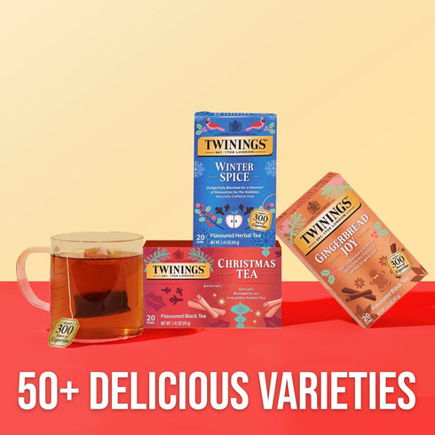 20 Count (Pack 2) Twinings Christmas Tea - Black Tea Blended with Spicy and Aromatic Clove and Cinnamon, Tea Bags