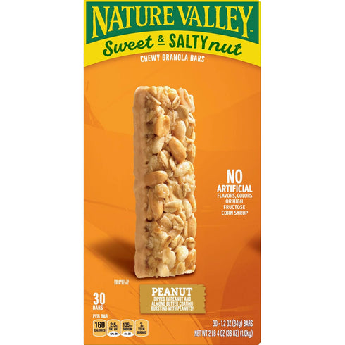 30 36 OZ Nature Valley Sweet and Salty Granola Bars, Peanut, Bars