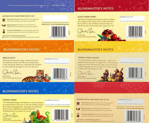 Pack, Set 20 (Pack 6) Celestial Seasonings Herbal Tea Variety Herbal Tea with Rooibos, Blueberry, Tension Tamer, Cherry