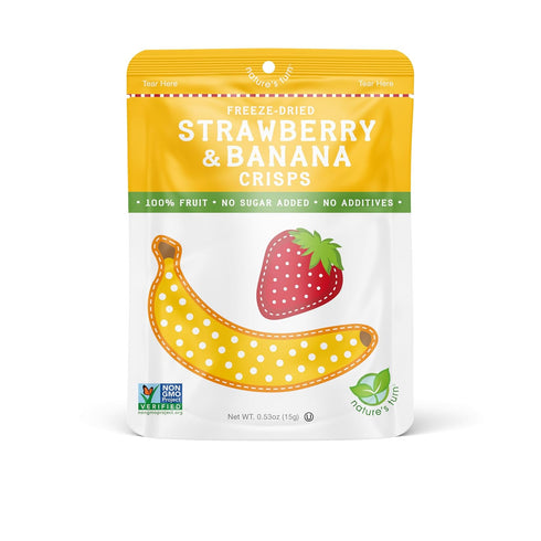 12 (0.53 oz Natures Turn Freeze-Dried Strawberry Banana Crisps Healthy, Gluten-Free, Crispy & Delicious, Plant-Based