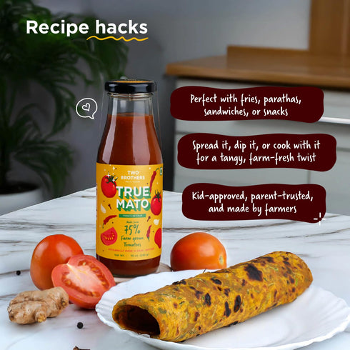 75% 21 Oz (Pack 2) Healthy Tomato Ketchup made from Fresh Tomatoes | No Refined Sugar, No Preservatives, No Added