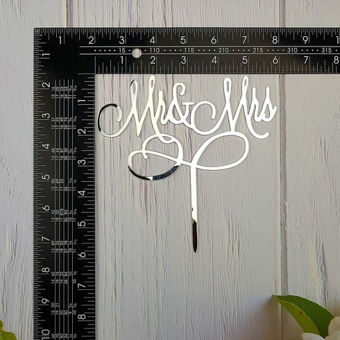Mr and Mrs Cake Topper, Bride and Groom Sign Wedding Engagement Decorations in Mirror Silvery Acrylic