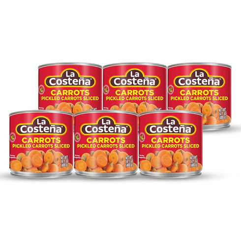 14.1oz, 6 Pack La Costea Sliced Pickled Carrots with Pickled Jalapenos - Sliced Carrots with Jalapeno Peppers - Mexican