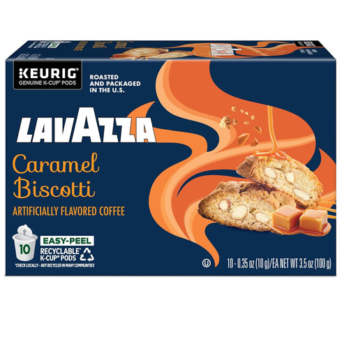 60-Count (6 Packs 10) Lavazza Caramel Biscotti Coffee, Single Serve Keurig K-Cup Pods, Flavored Coffee, Box
