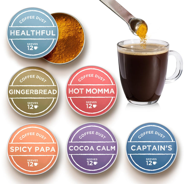 Coffee Dust Flavoring Powder, Sampler Set (72 Servings) Healthy Coffee Dusting Flavor