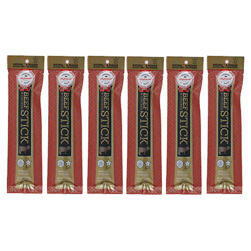 Aufschnitt Grass Fed Beef Jerky Sticks - Low Sodium, Certified Kosher - Made in USA - Keto & Halal Friendly 6 Pack