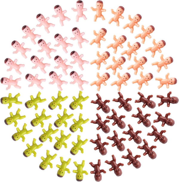 Lamoutor 200 Pieces Mini Plastic Babies Mixed Race for Baby Shower Party Favor Supplies, 1 Inch