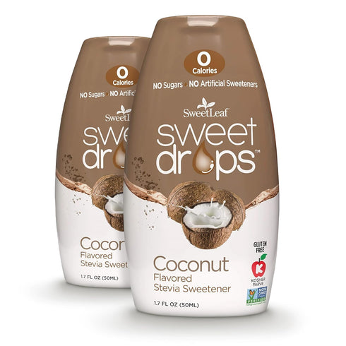 SweetLeaf Sweet Drops Coconut Stevia Liquid Sweetener, 1.7 Fl Oz Each (Pack of 2)