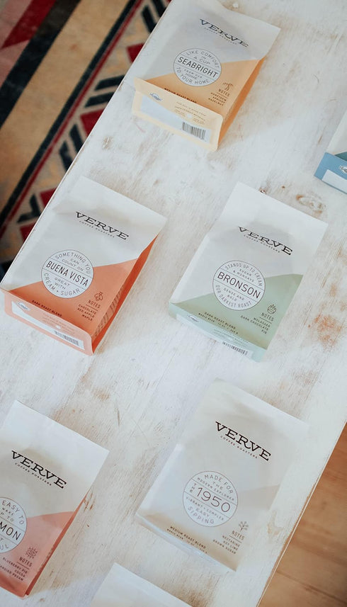 12oz Verve Coffee Roasters Whole Bean Coffee Sermon Blend | Medium Roast, Brewed or Espresso, Direct Trade, Resealable