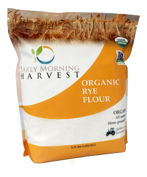 (3.75, Early Morning Harvest Organic Rye Flour Made from Organic, Non-GMO Rye Stone Ground Flour for Bread and Baking