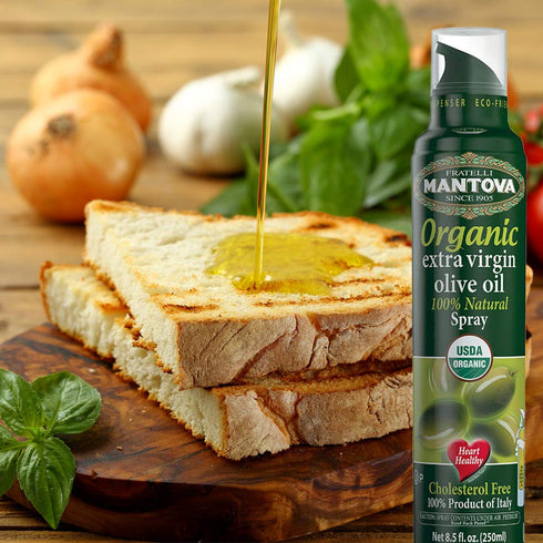 100% (Pack 2) Mantova Organic Extra Virgin Olive Oil Spray, heart-healthy cooking spray perfect for salads, pasta