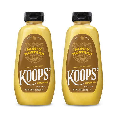Koops' Honey Mustard Gourmet Mustard, Gluten-Free, Kosher, Made in USA, From Quality