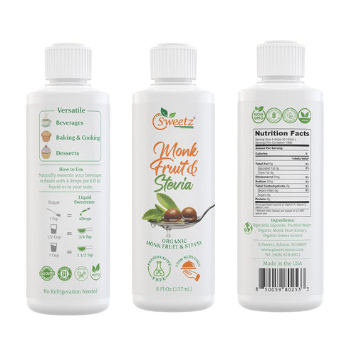 0 0 3200 8 oz 2 Pack Preservative-Free Liquid Monk Fruit & Stevia Drops Organic Monk Fruit & Organic Stevia Blend for a