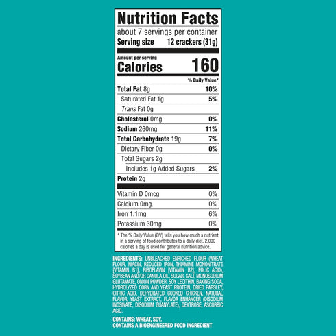 NABISCO 6-7.5 oz CHICKEN IN A BISKIT Ranch Baked Snack Crackers, Bulk Lunch Snacks, Boxes