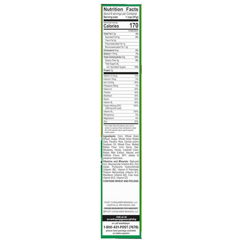 12 oz Honey Bunches of Oats Maple and Pecans Breakfast Cereal, Made with Granola Clusters, Box