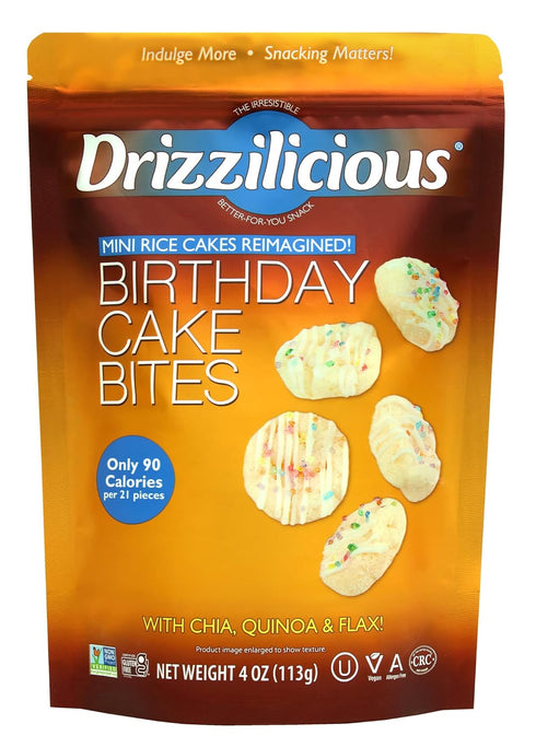 DRIZZILICIOUS Birthday Cake Bites Mini Rice Cakes, 4 OZ