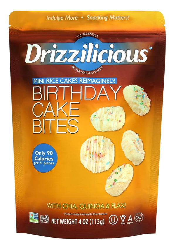 DRIZZILICIOUS Birthday Cake Bites Mini Rice Cakes, 4 OZ