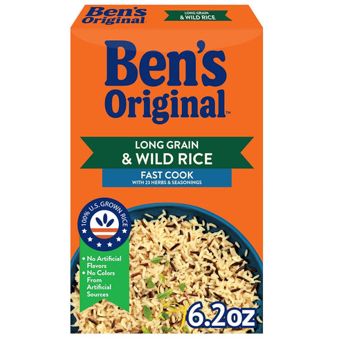 BEN'S ORIGINAL Long Grain Rice and Wild Rice, Fast Cook Rice, 6.2