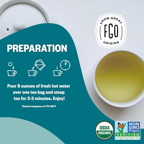 FGO Organic Sencha Green Tea, 100 Count Eco-Conscious Tea Bags, Resealable Bag, Sourced From Japan