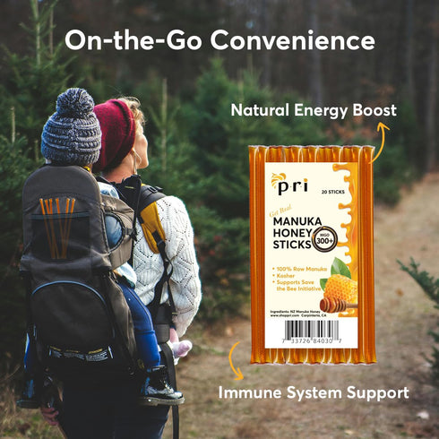 300+, Pack, 20 Count P.R.I Manuka Honey Sticks, MGO Raw New Zealand Manuka Honey, Premium SingleServe OntheGo